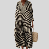 Black and White Dress with Striped Pattern