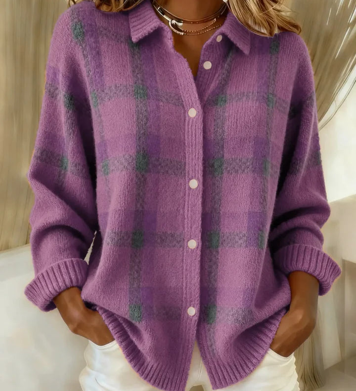 Anna - Retro-Strickpullover aus handgemachter Wolle mit Kontrast