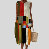 Colorful Dress with Geometric Patchwork