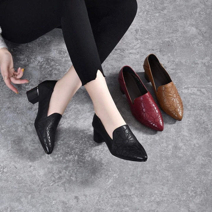 Ivy - Vegan Faux Leather Embroidered Heels