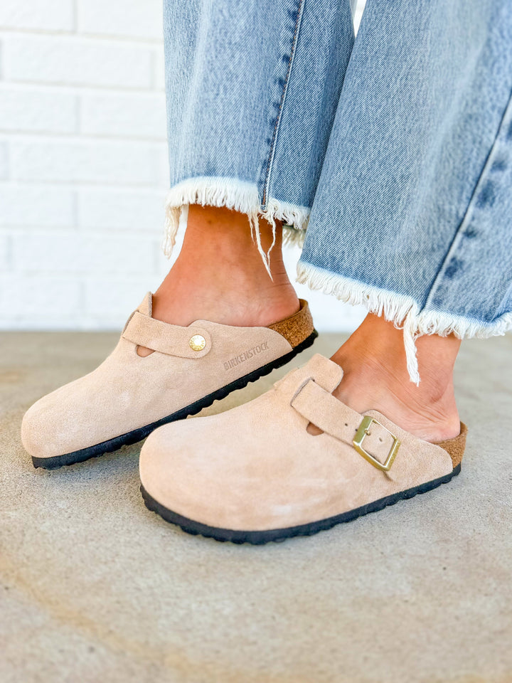 Birkenstock Boston Suede Leather Clog - Sandcastle