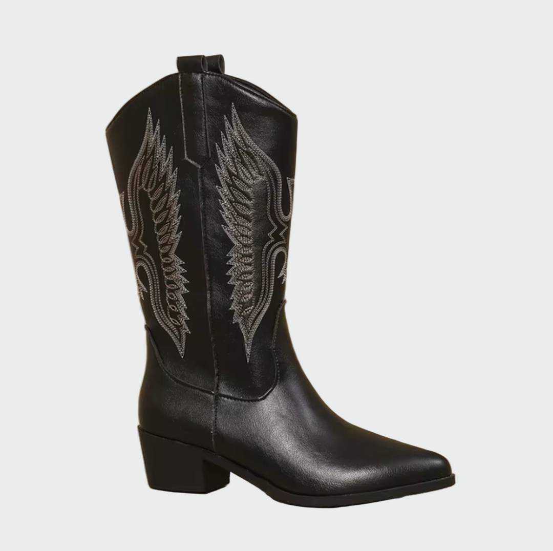 Charlotte - Faux Leather Western Cowboy Boots