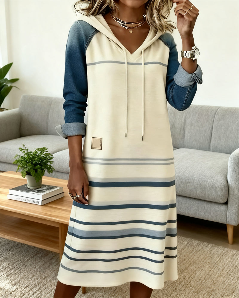 Camila | Striped Hooded Dress with Color Mix