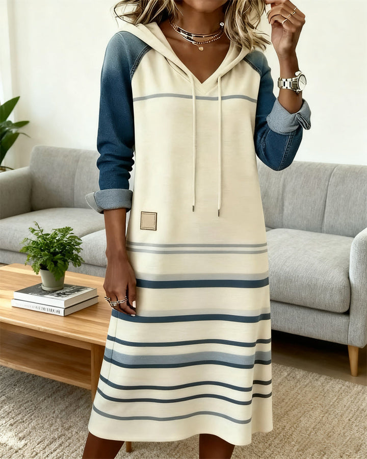 Camila | Striped Hooded Dress with Color Mix