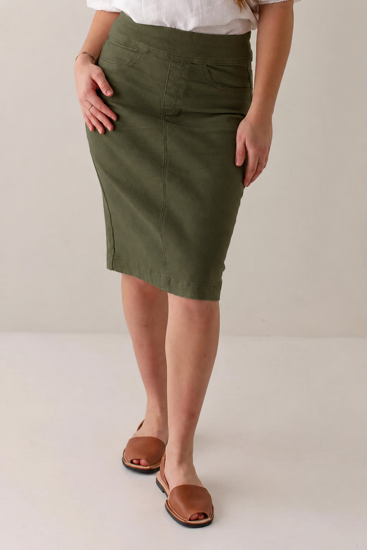 Remi Classic Waistband Denim in Olive