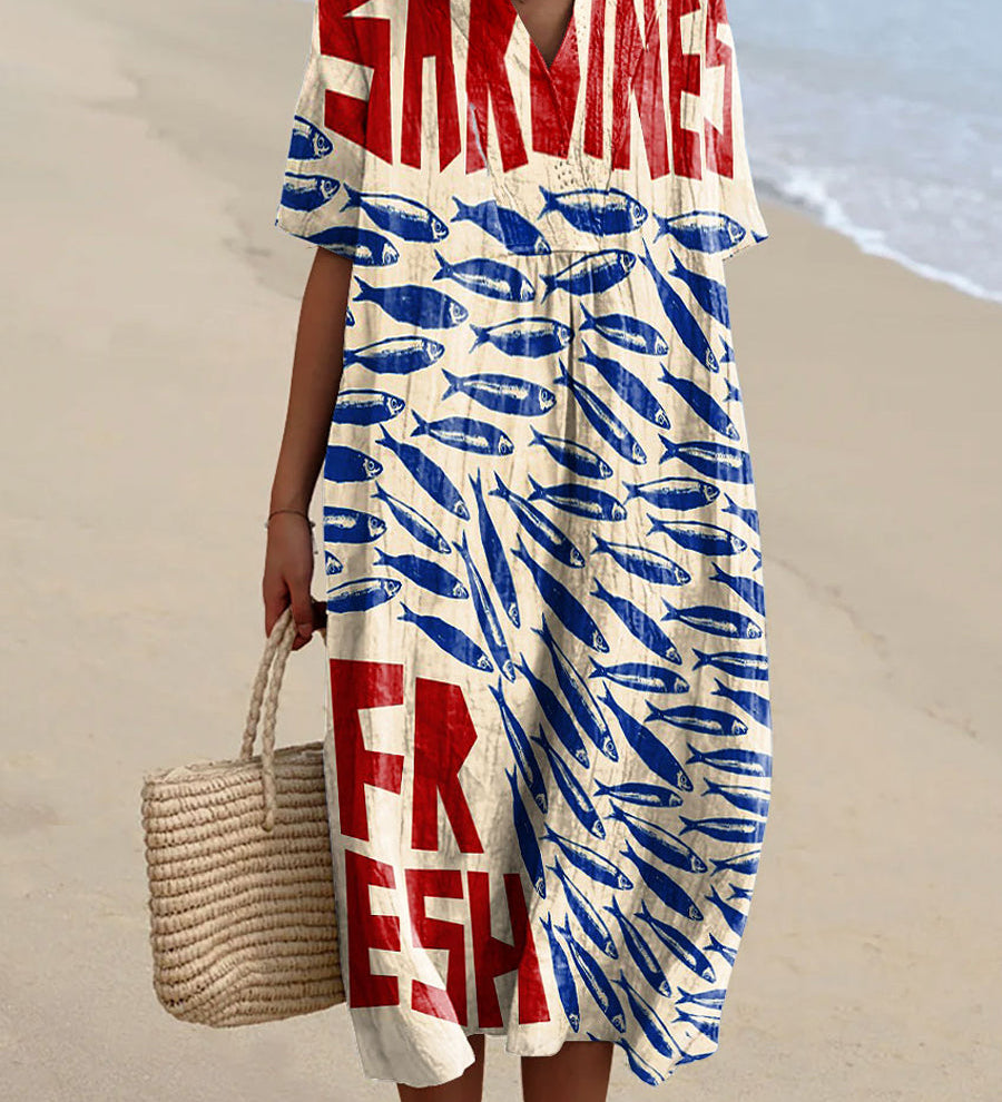 Nora - Sardine Print Dress