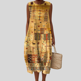 Mustard Yellow Dress with Klimt Pattern