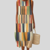 Dress with Wood Patchwork Pattern