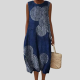 Dark Blue Dress with Spiral Pattern