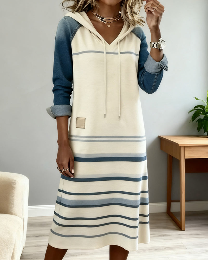 Camila | Striped Hooded Dress with Color Mix