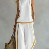 Ursula - Elegant and Casual Gilet and Trousers Set with Bicolour Finishes