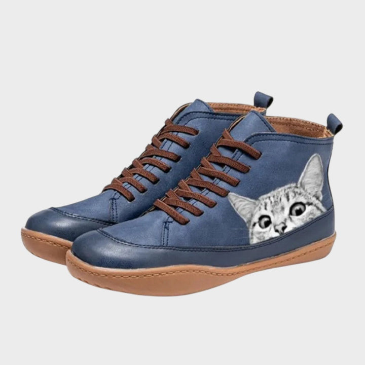 Hazel - Cat-Lover Faux Leather Boots