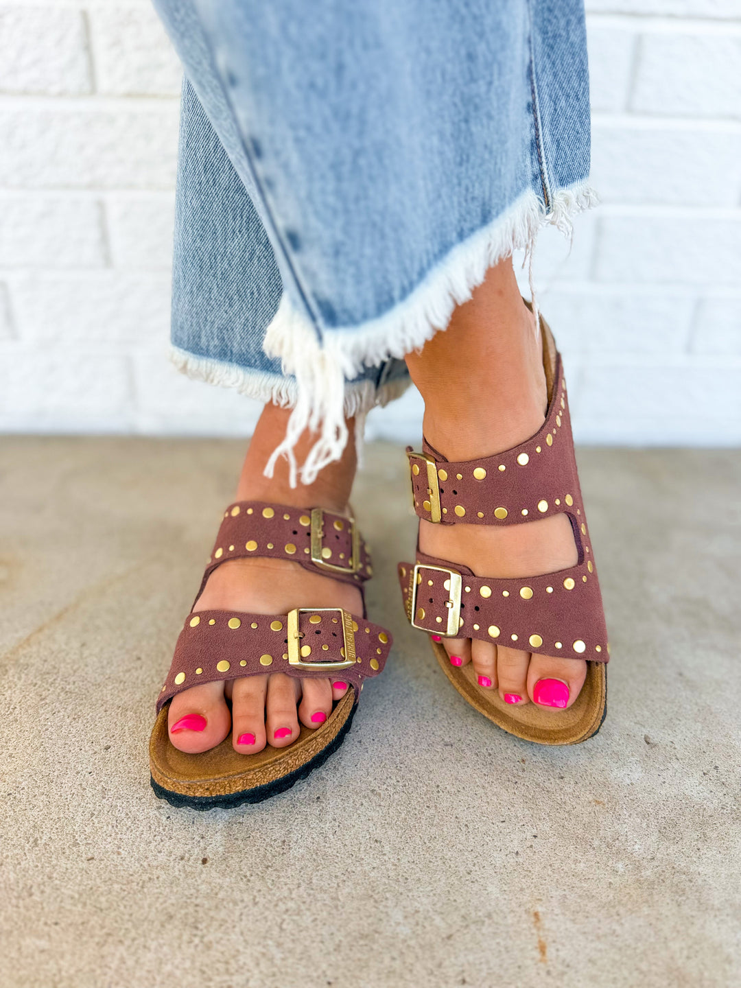 Birkenstock Arizona Rivets Suede Leather Sandal - Pepper