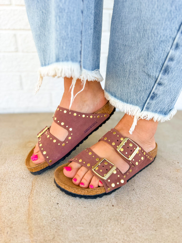 Birkenstock Arizona Rivets Suede Leather Sandal - Pepper