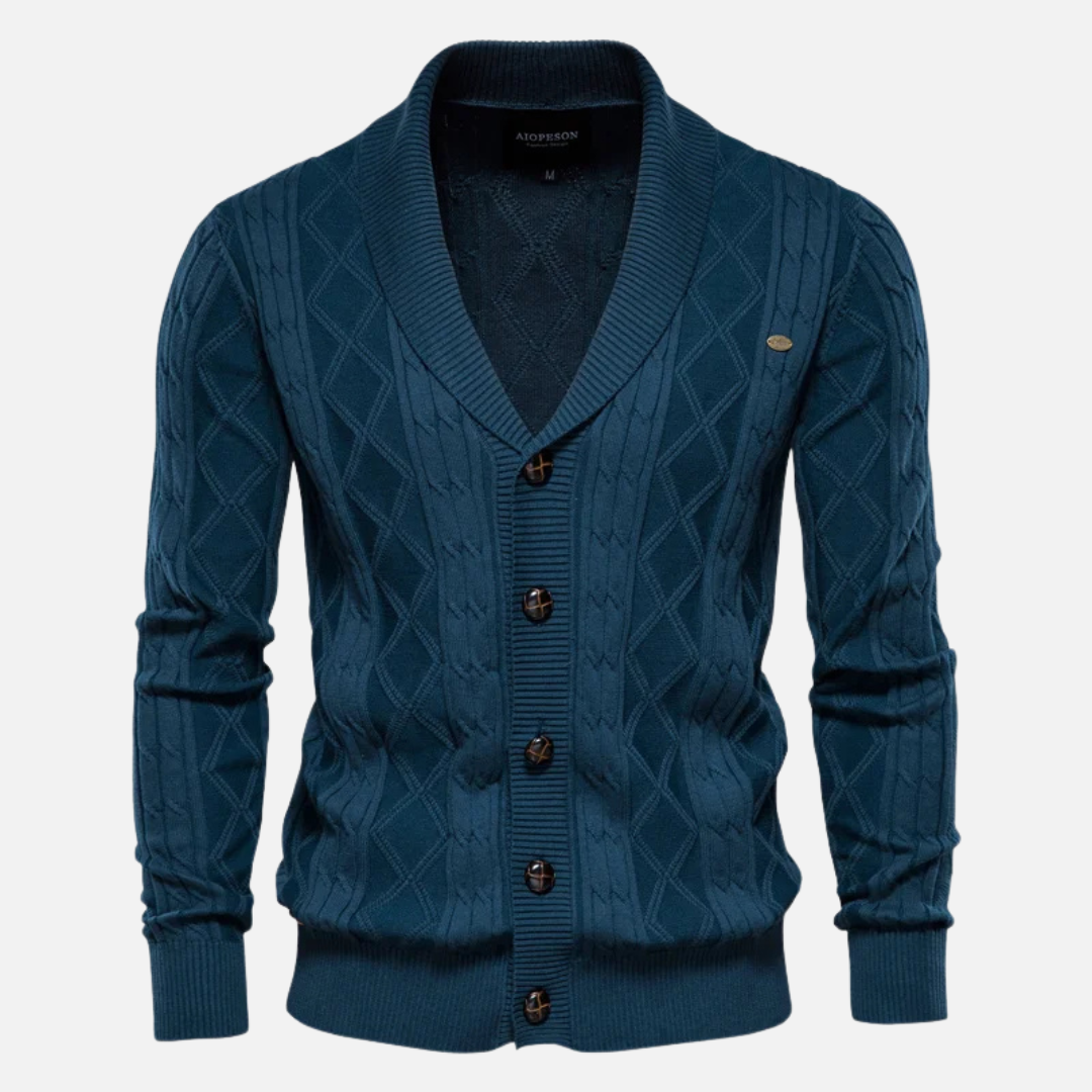 Leo - Soft-Blend Argyle Cardigan