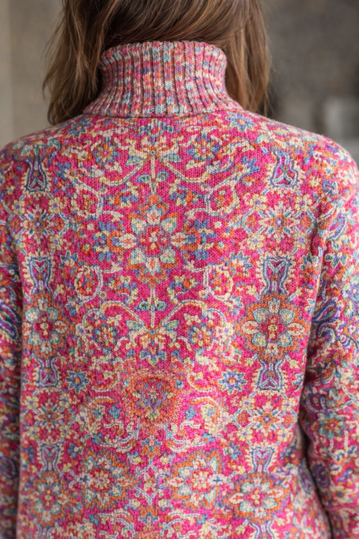 Martha - Maglione Etno-Retro con Collo Alto