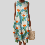 Turquoise Dress with White Flowers