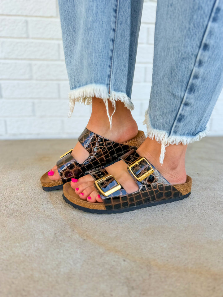 Birkenstock Arizona Embossed Leather Sandal - Black