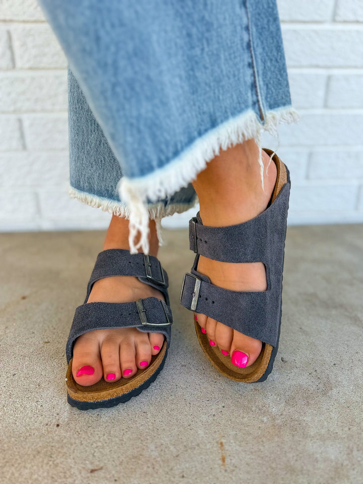 Birkenstock Arizona Suede Leather Sandal - Charcoal