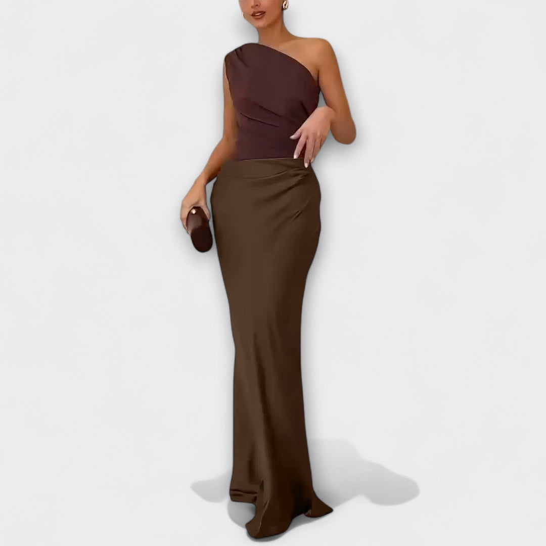 Chelsea - Asymmetrical Satin Evening Dress