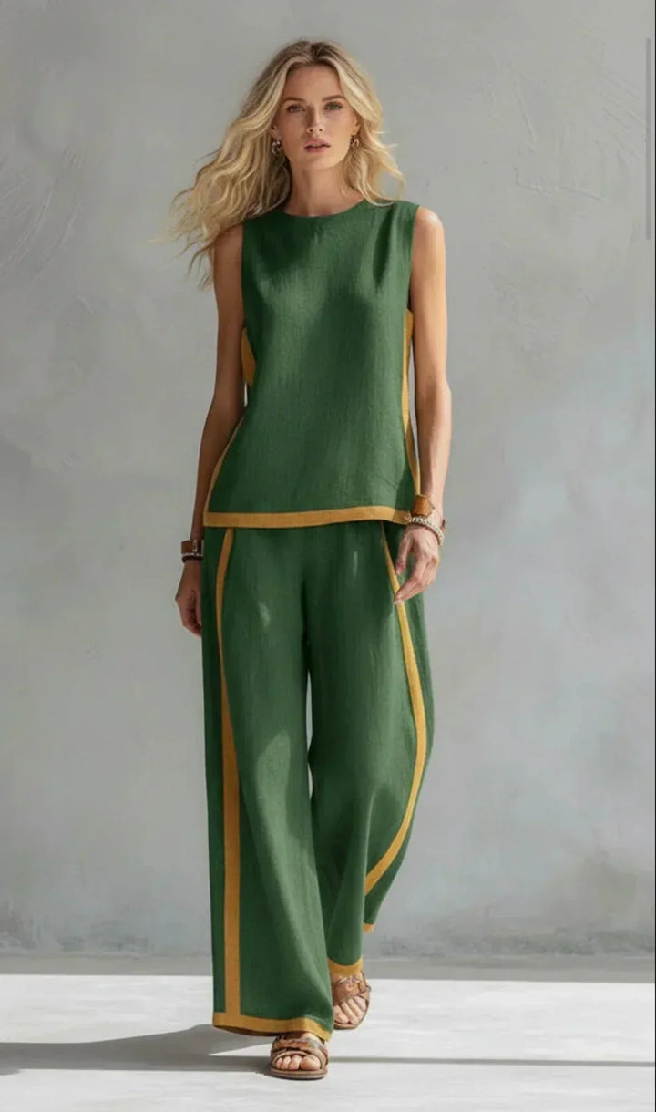 Ursula - Elegant and Casual Gilet and Trousers Set with Two-Tone Finishes