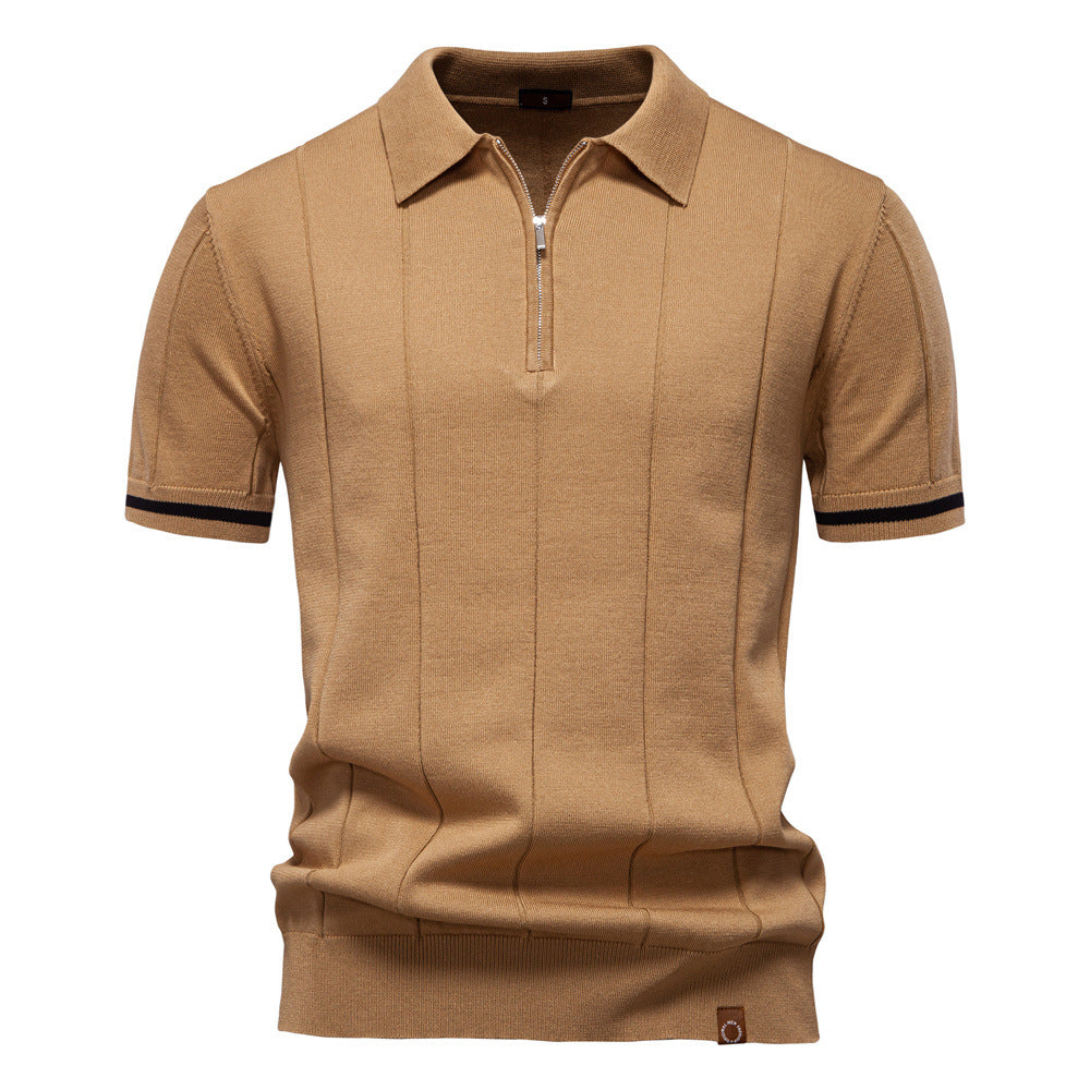 Riley - Vertical-Texture Half-Zip Polo