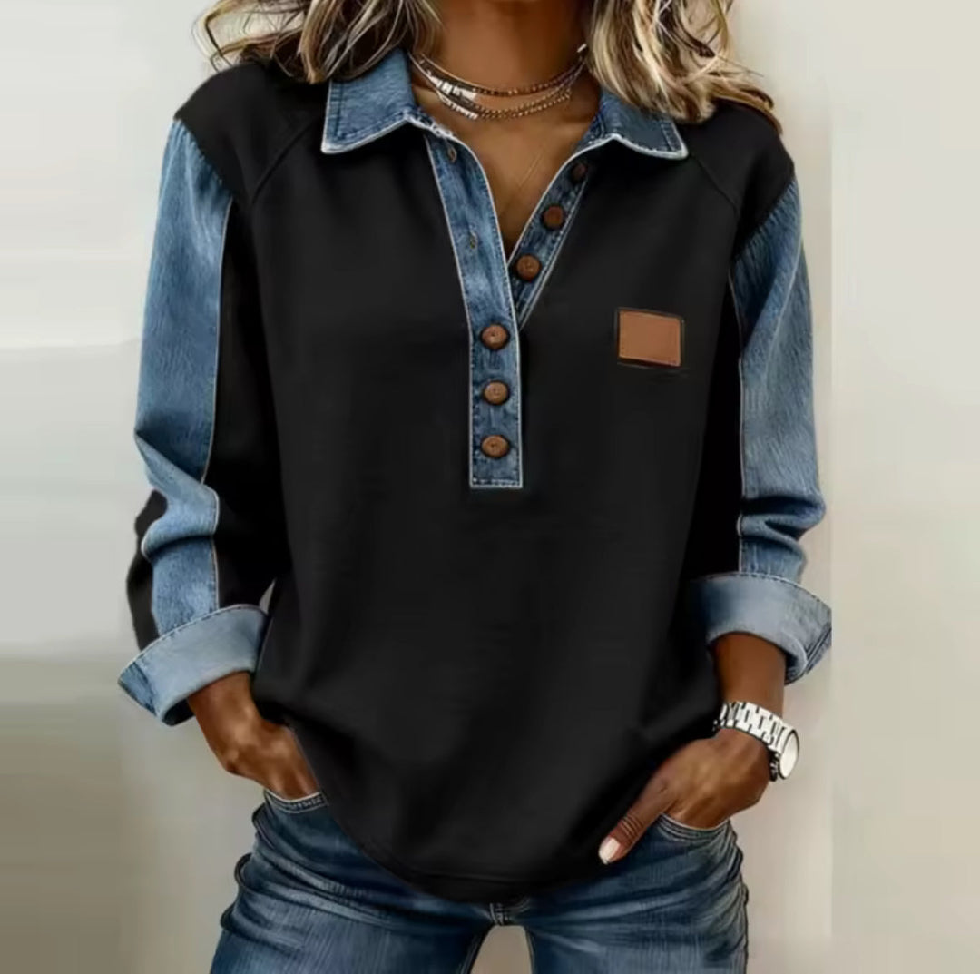 LYDIA | Pullover Femminile con Maniche a Contrast