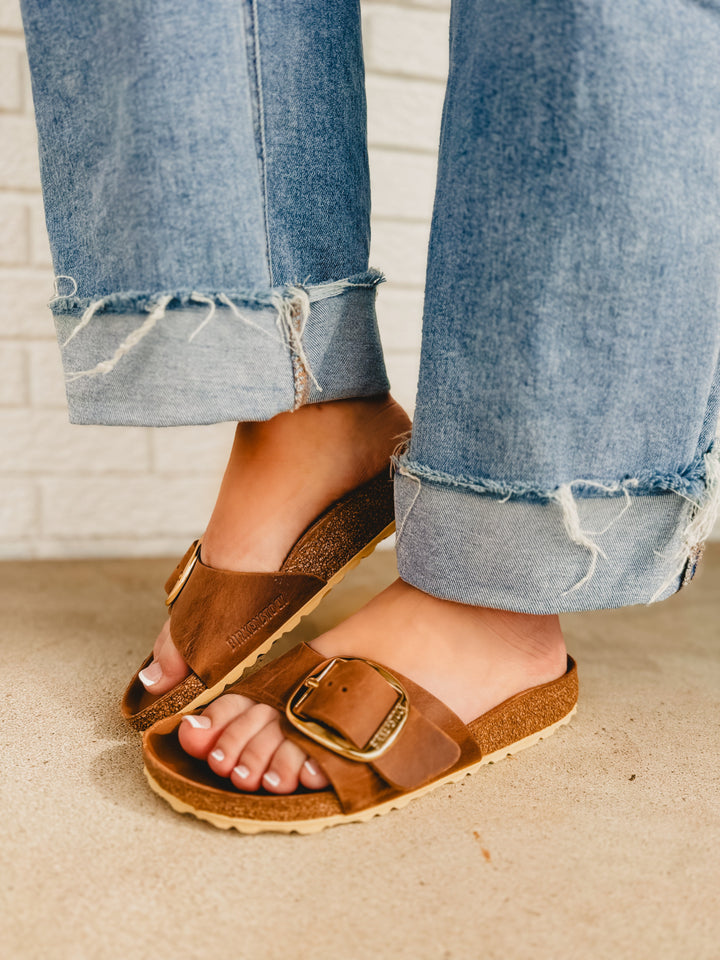 Birkenstock Madrid Big Buckle Oiled Leather Sandal - Cognac