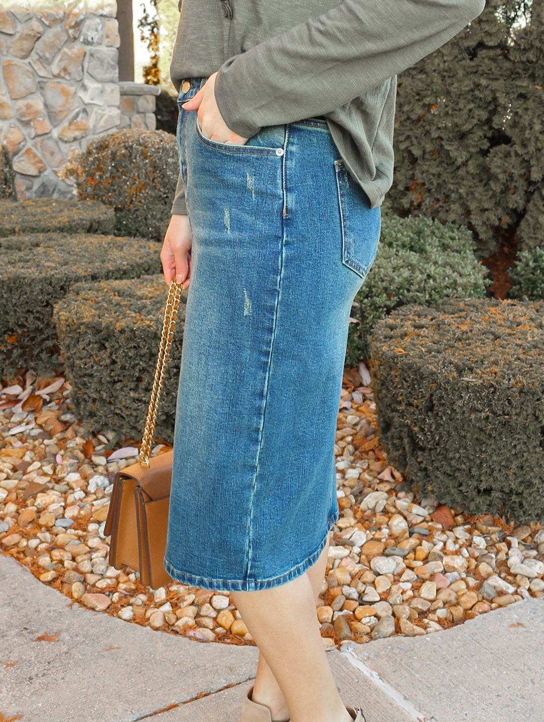 Piper Distressed Denim Skirt in Vintage (Final Sale)