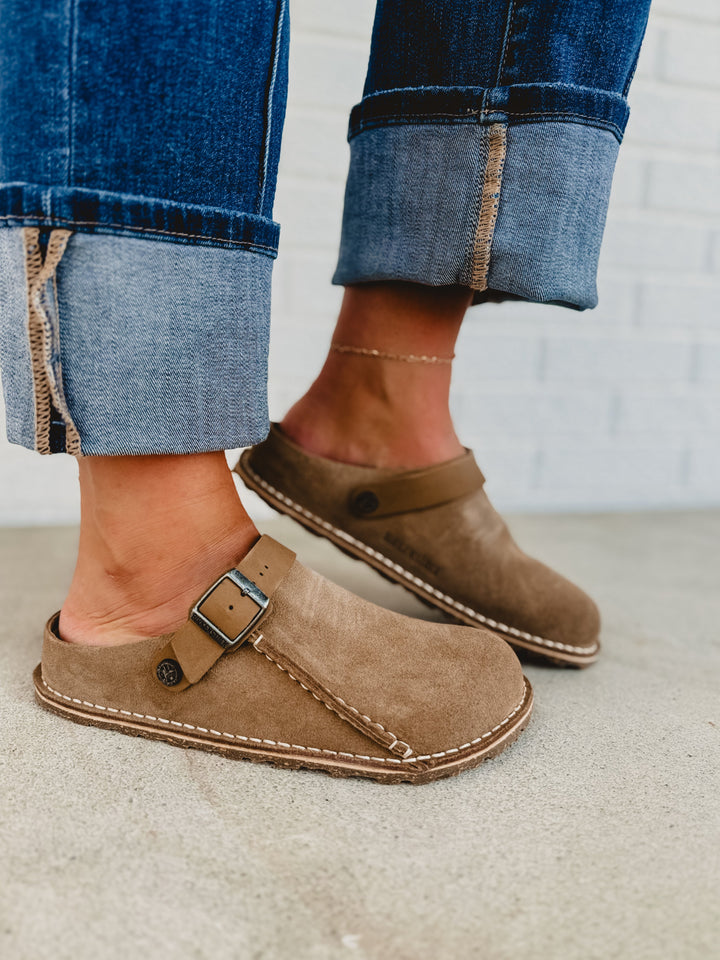 Birkenstock Lutry Premium Suede Clog - Gray Taupe