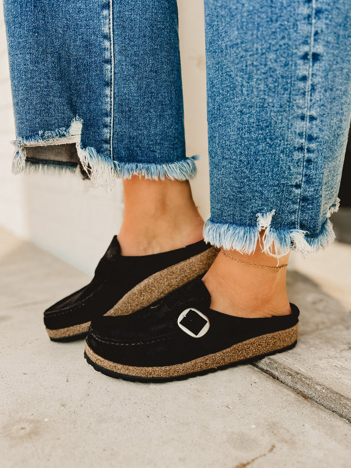Birkenstock Buckley Suede Leather Clog - Black