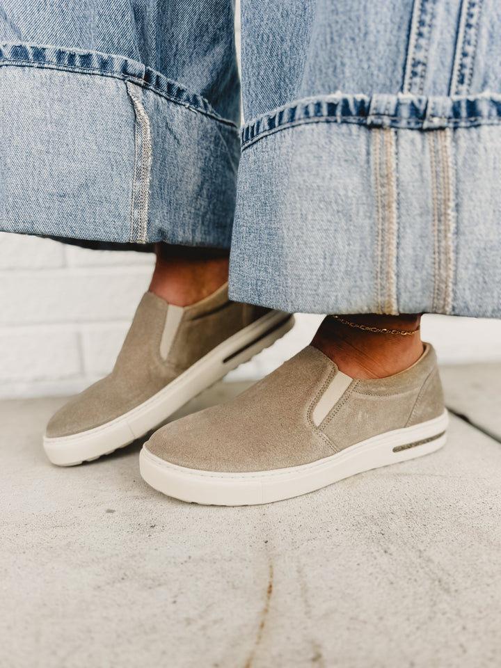 Birkenstock Oswego Suede Leather Slip On Shoe - Taupe