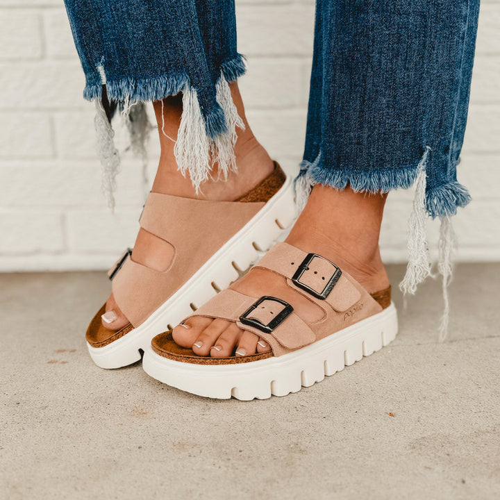 Birkenstock Arizona Papillio Chunky Suede Leather Sandal - Warm Sand
