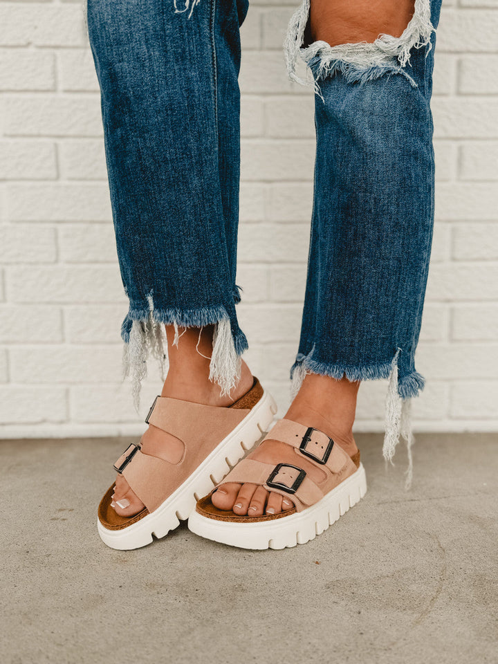 Birkenstock Arizona Papillio Chunky Suede Leather Sandal - Warm Sand