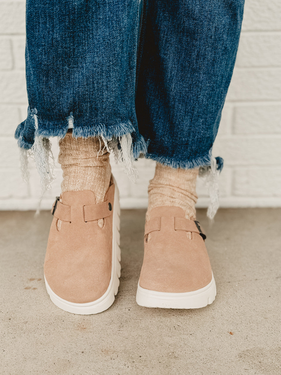Birkenstock Boston Papillio Chunky Suede Leather Clog - Warm Sand