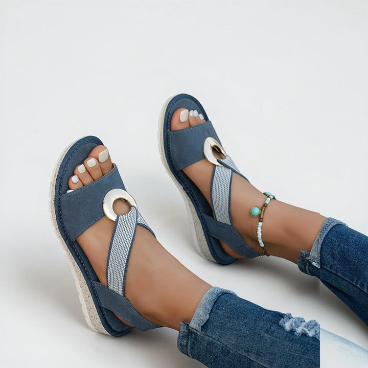 Mila | Flat Sandals with Metal Buckle