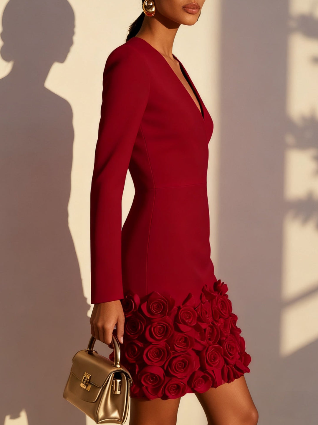 Annabelle | Fitted Mini Dress with Sculpted Rose Hem