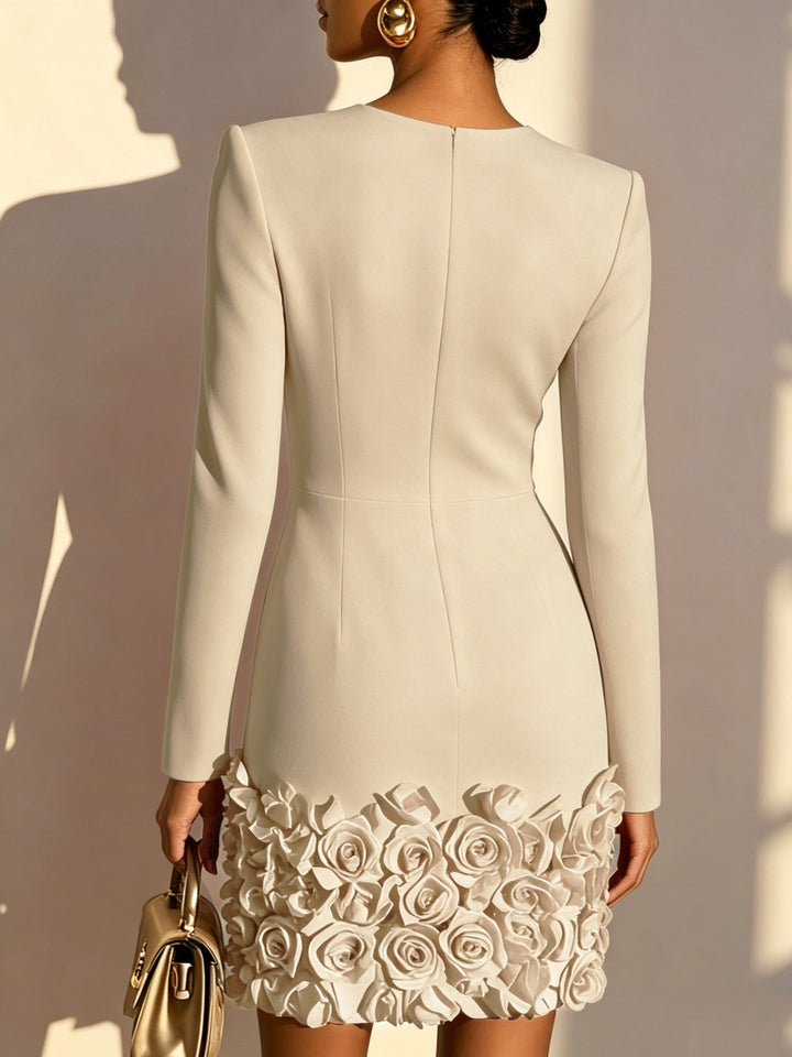 Annabelle | Fitted Mini Dress with Sculpted Rose Hem
