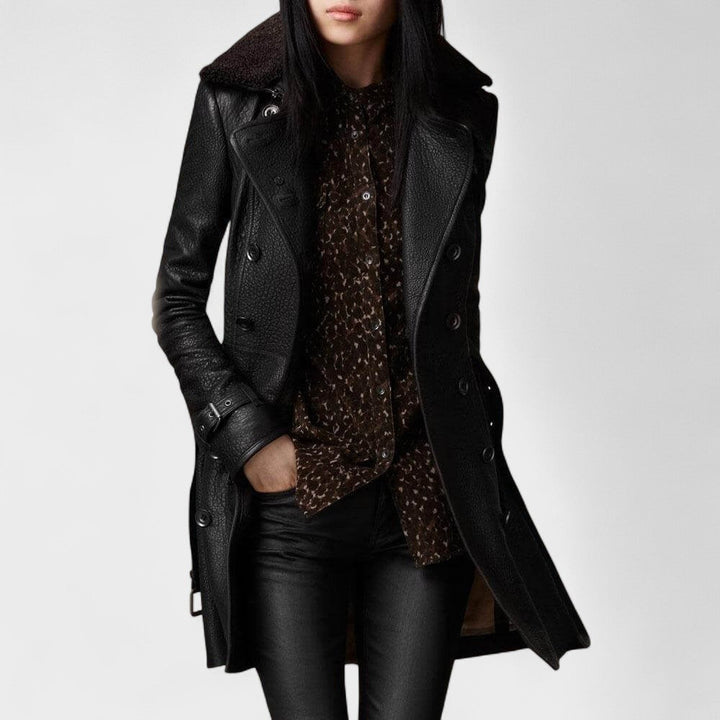 Holly - Elegant 3/4 Faux Leather Coat