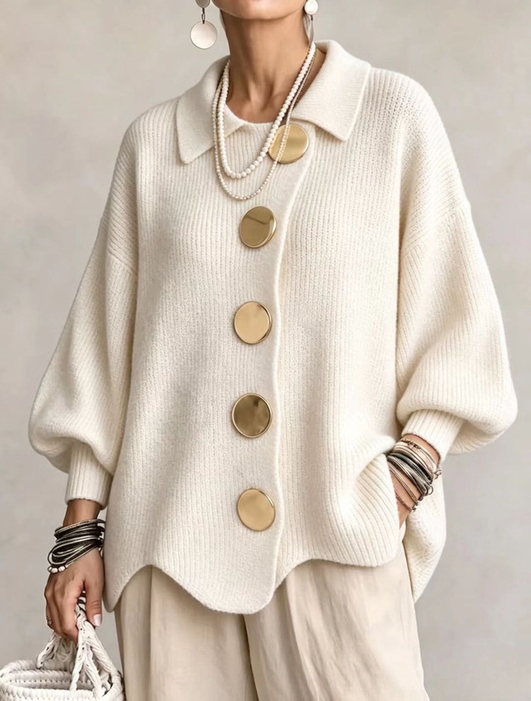CHARLOTTE | Cardigan Oversized da Donna con Collo a Costine