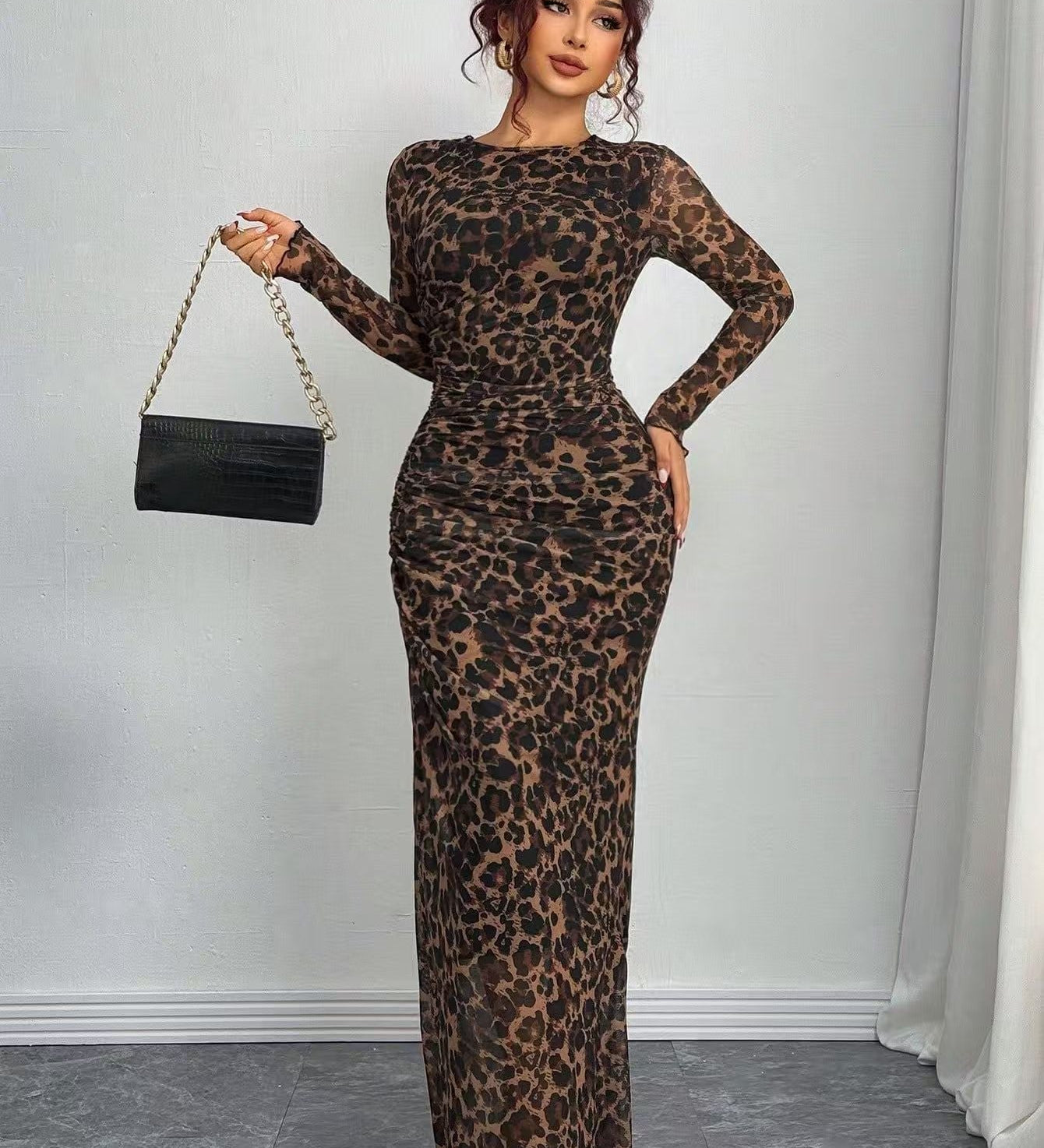 Natalia | Comfortable Printed Long Sleeve Maxi Bodycon Dress