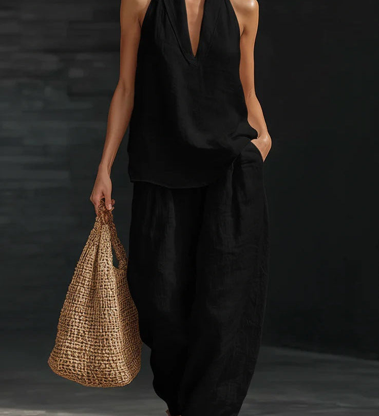 Zoë™ Sleeveless Set with Wide Trousers