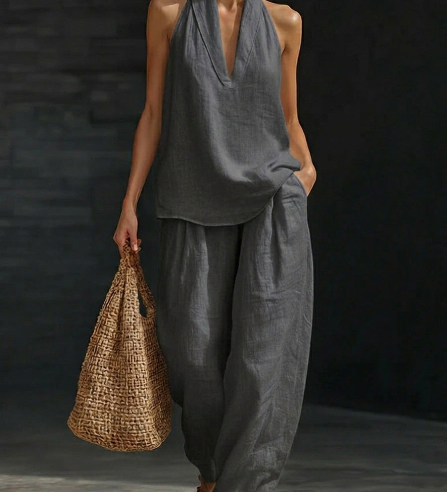 Zoë™ Sleeveless Set with Wide Trousers
