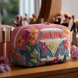 Kosmetiktasche – Retro Blumenreise
