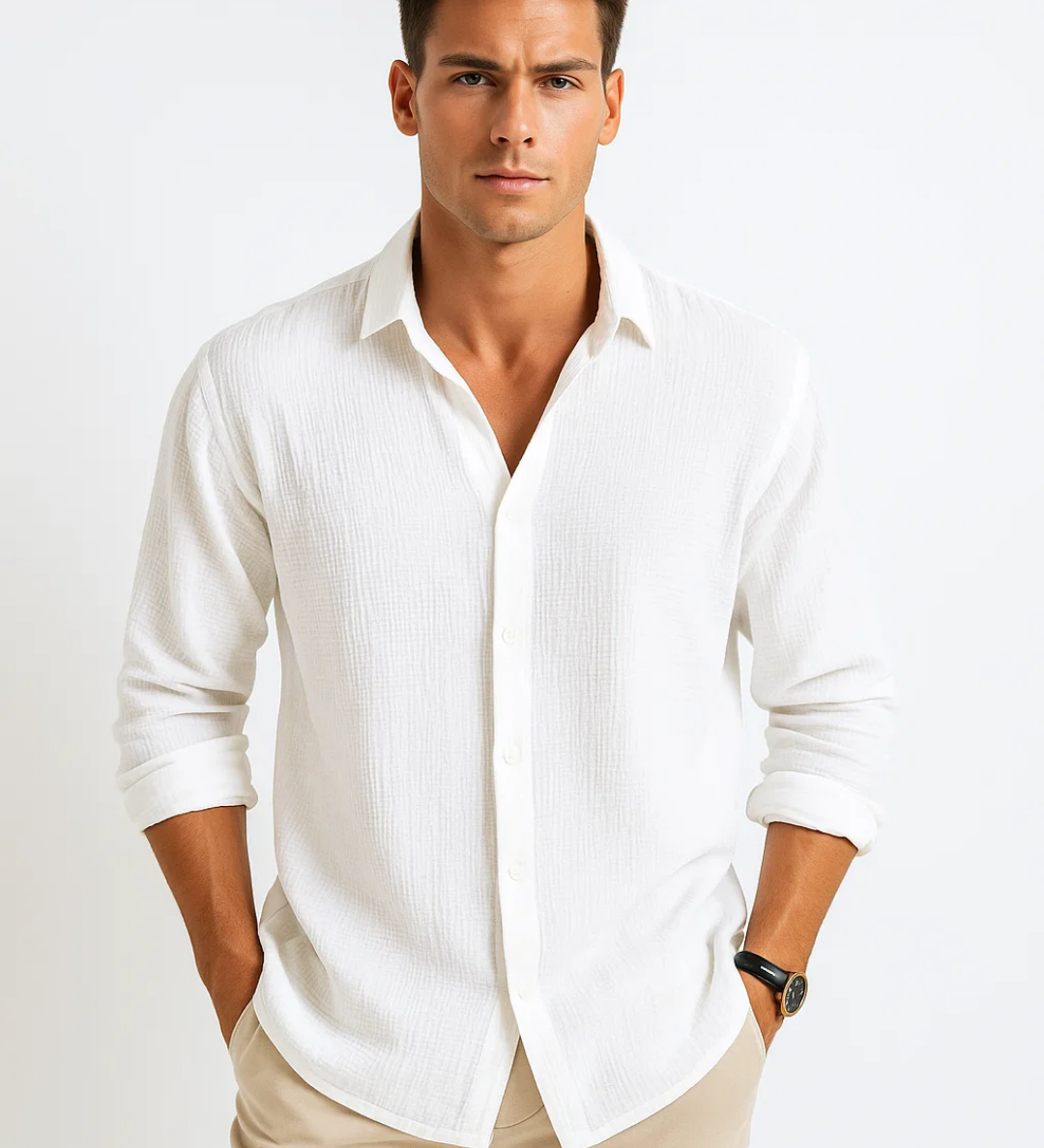 Angus - Smart-Collar Button-Up Shirt