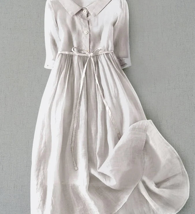 Greta | Elegantes Kleid mit 3/4-Ärmeln und Taillenband