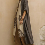Elisabeth | Dreiteiliges Set aus dunkelgrau und braun mit Tribalprint