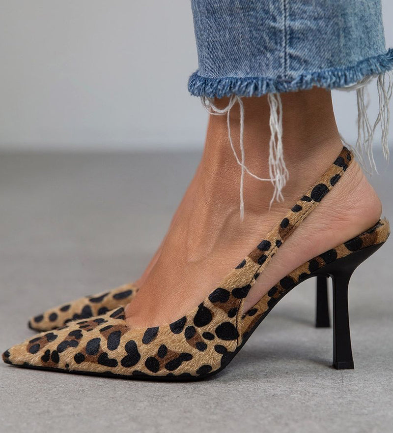 Matilda - Khaki Leopard Print Pointed-Toe Pumps