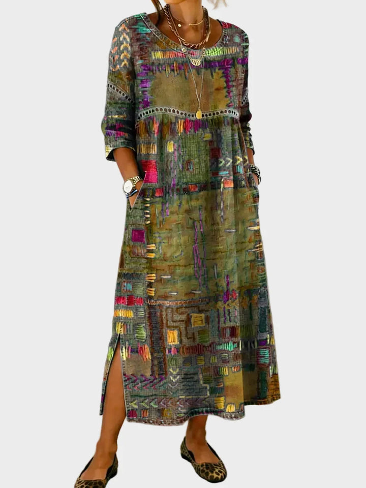 Inaya - Denim Dress with Ethno Patchwork