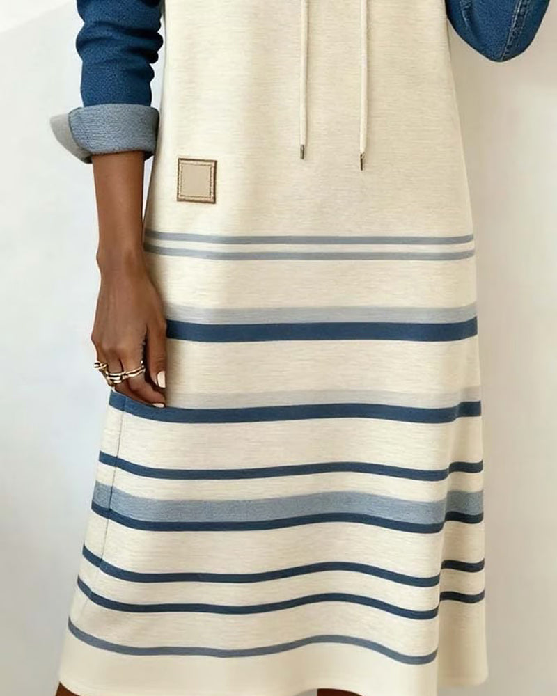 Camila | Striped Hooded Dress with Color Mix